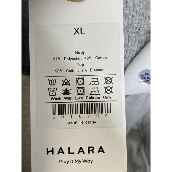 HALARA High Waisted Drawstring Side Pocket Split Wide Leg Fleece Casual Gray XL‎ - Picture 7 of 8